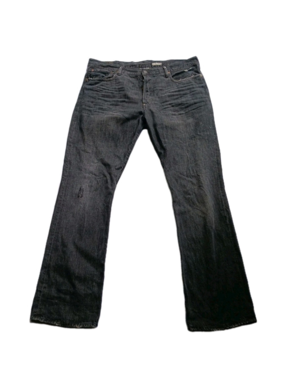 Polo Ralph Lauren Jeans Mens 38x32 Button Fly Black Denim Bootcut Distressed Y2K
